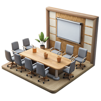 dramatic vintage Conference Room with Projection Screen Cutout Element high resolution png