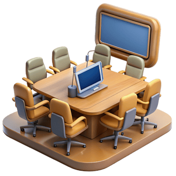beautiful rustic Conference Room with Conference Screen Cutout Element premium png