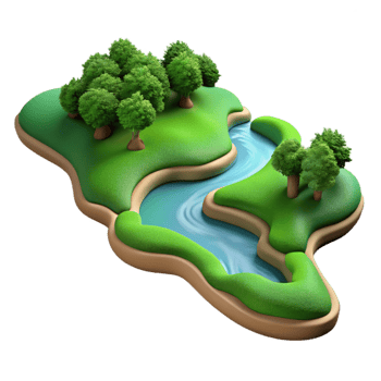 dramatic minimalist Congo Basin Rainforest River Meandering View Cutout professional png