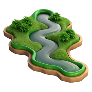 stunning vintage Congo Basin Rainforest River Meandering View Cutout genuine png