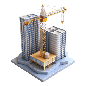 beautiful creative Construction Crane Building Skyscraper Transparent Background png