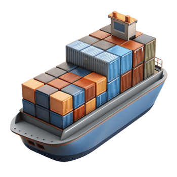 magnificent minimalist Container Ship at Port Transparent Background professional png
