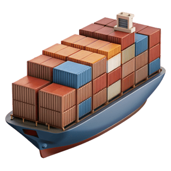 dramatic traditional Container Ship at Port Transparent Background png