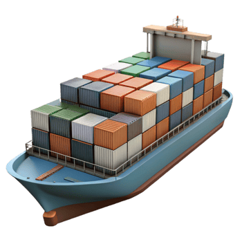 dramatic minimalist Container Ship at Port Transparent Background exclusive png