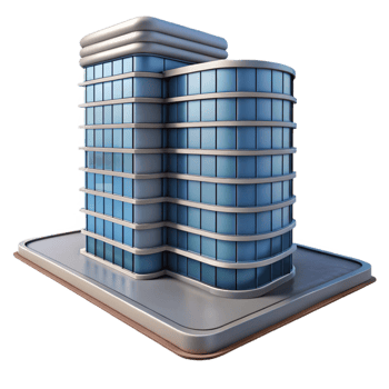 beautiful minimalist Contemporary Office Tower Isolated on White exclusive png