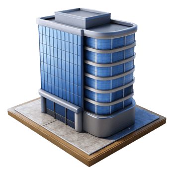elegant vintage Contemporary Office Tower Isolated on White detailed png