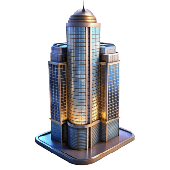 impressive modern Contemporary Skyscraper Dusk Lighting Transparent Background detailed png
