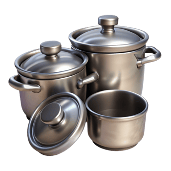 extraordinary vintage Cooking Pot Set Stainless Steel Isolated png