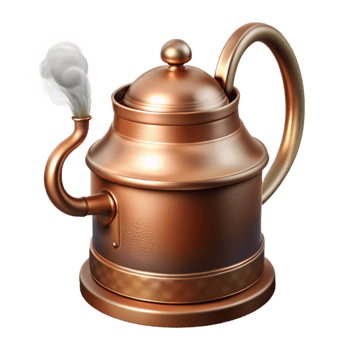 wonderful vintage Copper Beer Kettle with Steam Isolated high quality png
