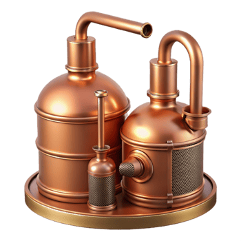 serene classic Copper Pipes of Distillery Isolated Element png