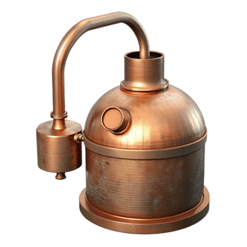 magnificent artistic Copper Still for Distilling Spirits Isolated genuine png