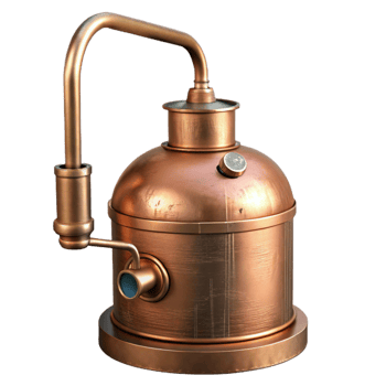 impressive classic Copper Still with Worm Condenser Isolated Element premium png