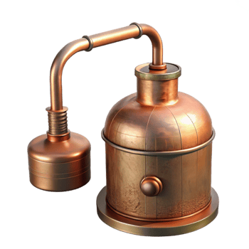 wonderful vintage Copper Still with Worm Condenser Isolated Element high quality png