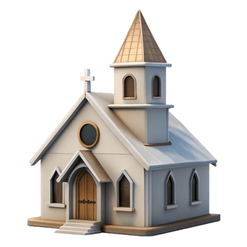 vibrant minimalist Country Church Isolated with Steeple detailed png