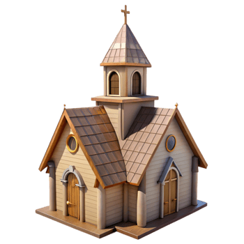 beautiful modern Country Church Steeple Isolated on Transparent Background high quality png