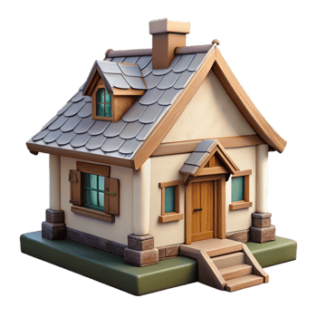 wonderful artistic Country Cottage with White Trim Isolated original png