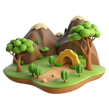 magnificent vintage Country Landscape Scene Cutout with Trees and Hills detailed png