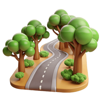 vibrant minimalist Country Lane Transparent with Trees premium png