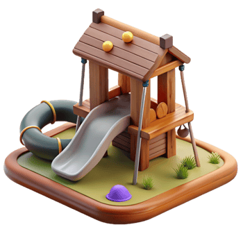 beautiful traditional Country Playground Cutout with Slide and Swings authentic png