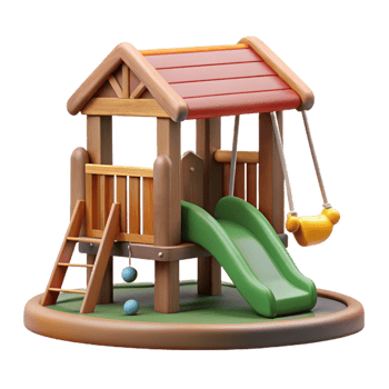 wonderful traditional Country Playground Cutout with Slide and Swings exclusive png