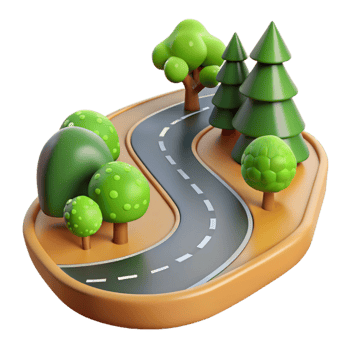 elegant traditional Country Road Bend Isolated with Trees detailed png