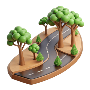 elegant vintage Country Road Bend Isolated with Trees detailed png