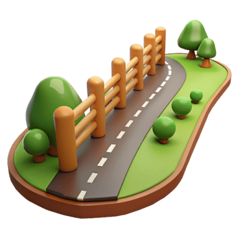 elegant traditional Country Road with Fence Transparent Background high quality png