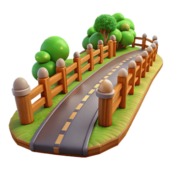 wonderful artistic Country Road with Fence Transparent Background authentic png