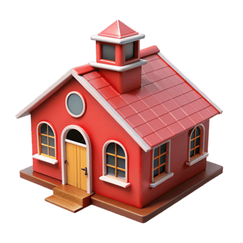 impressive traditional Country Schoolhouse Isolated with Bell Tower high resolution png