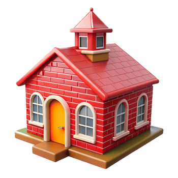impressive traditional Country Schoolhouse Isolated with Bell Tower professional png