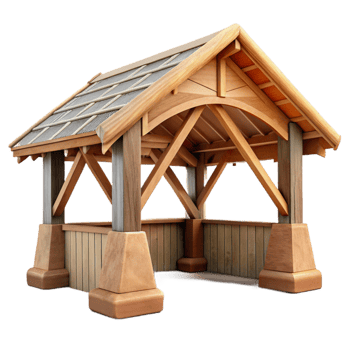 elegant rustic Covered Bridge Cutout with Wooden Beams png