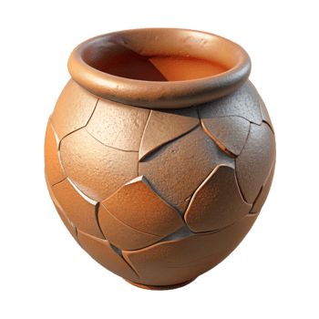 impressive contemporary Cracked Pottery Repair Clay Slip Application Transparent Background high resolution png