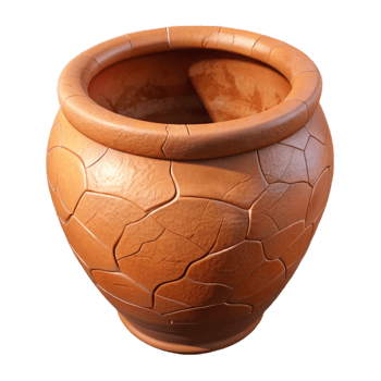 magnificent contemporary Cracked Terracotta Pot Restoration Closeup Transparent Background high quality png