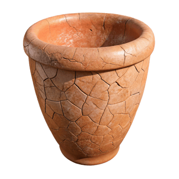 beautiful classic Cracked Terracotta Pot Restoration Closeup Transparent Background genuine png