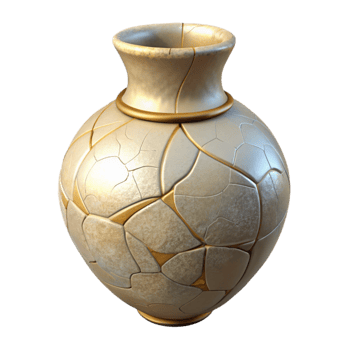 impressive artistic Cracked Vase Repair Kintsugi Technique Transparent Background genuine png