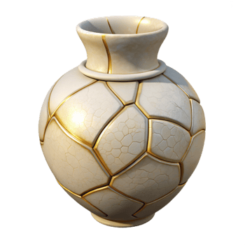 elegant modern Cracked Vase Repair Kintsugi Technique Transparent Background high quality png