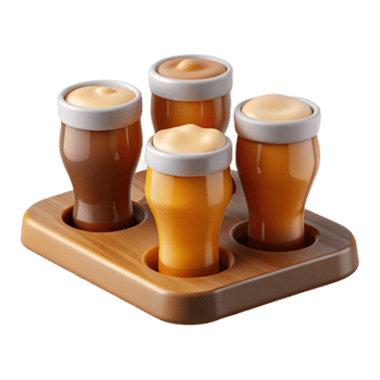 dramatic traditional Craft Beer Flight with Descriptions Transparent Background professional png