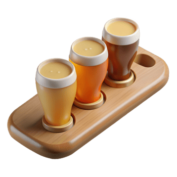 wonderful vintage Craft Beer Tasting Paddle with Glasses Transparent Background exclusive png