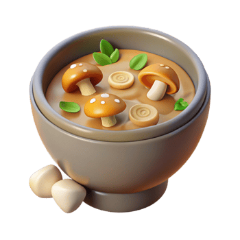 stunning artistic Creamy Mushroom Soup in Bowl Cutout genuine png