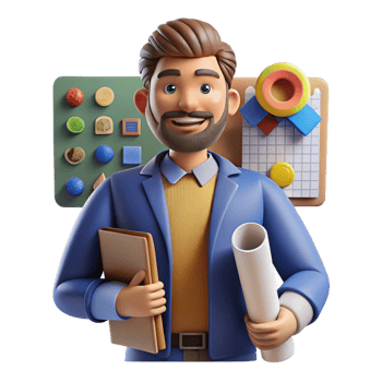 vibrant classic Creative Director with Team and Mood Board Cutout high resolution png