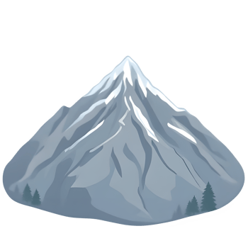 A mountain with snow on top and trees png