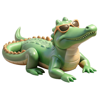 elegant rustic Crocodile Sunbathing Isolated high quality png