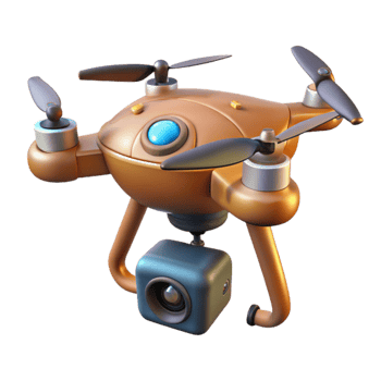 impressive creative Crop Monitoring Drone with Camera Bottom View Isolated png