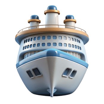 extraordinary minimalist Cruise Ship at Sea Transparent Background detailed png