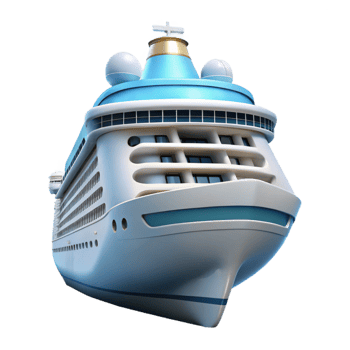 elegant vintage Cruise Ship at Sea Transparent Background png