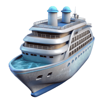 impressive traditional Cruise Ship at Sea Transparent Background png