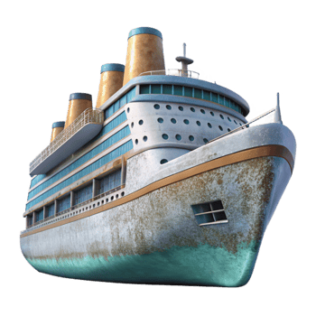 vibrant artistic Cruise Ship Side View Isolated authentic png
