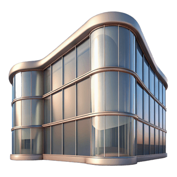 serene traditional Curved Building Facade Reflective Surface Transparent high resolution png