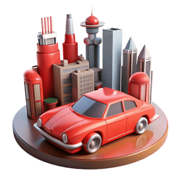 magnificent vintage Cyberpunk City Hovercar Red Cutout high quality png