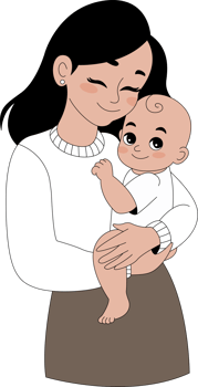 A cartoon woman holding a baby png